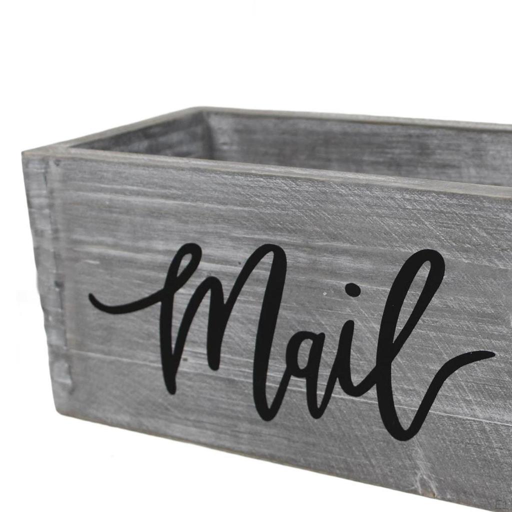 Wood Mail Box Storage Holder Letter Desk Organizer Rustic Basket Tabletop Mailbox for Home