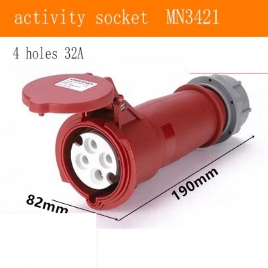 1pcs Industry Plug And Socket Connectors Surface And Concealed Installation 3 4 5 Hole Core 16 A 32A Waterproof Two Three-Phase
