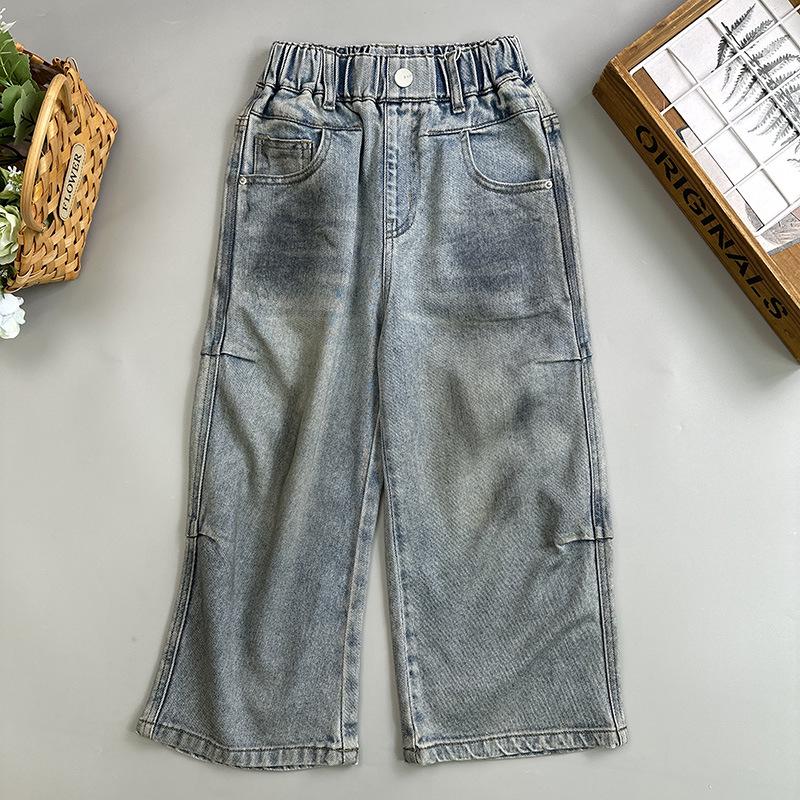 

Petite F Men s & Women s Korean Style Loose Straight-Leg Distressed Jeans - Retro Cool, Dirty Wash, Spring 2026. 120 cm