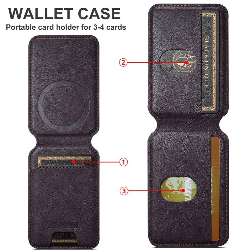 EUCAGR PU Leather Wallet Case For iPhone 15 Pro 14 Plus 13 12 Pro Max Magsafe Wireless Charging Card Holder with MagSafe Magnet