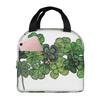 Cute Ladybug On The Four Leaf Grass Insulated Lunch Bag for Office Cooler Thermal Food Box Tote Leakproof Lunch Boxes Container