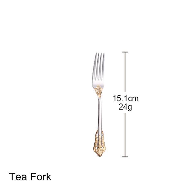 304 Stainless Steel Knife, Fork, Spoon, Retro Palace Relief, Western Cuisine Steak, Knife, Fork, Dessert, Western Tableware