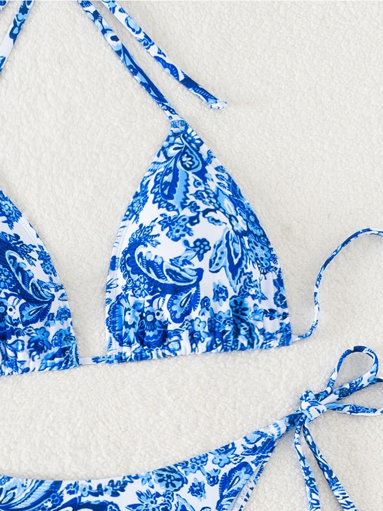 Printed Tie Side Sexy Two Piece Bikini Swimsuit Elegant Fashion For Beach Vacation