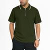 Men's Short Sleeve Polo Shirt with Zipper Collar Classic Fit Lightweight Knit Top for Everyday Wear