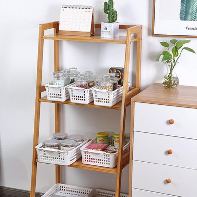 Practical Fashion Simple Household Plastic Hollow Desktop Storage Basket Snack Storage Basket Rectangular Sundries Storage Box Bathroom Rack Basket