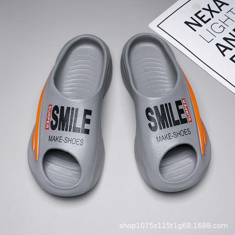 

Тапочки пара лето новые нескользящие уличные сандалии повседневные универсальные толстая подошва пляжный тренд одно слово 44-45 серый