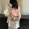 Cute Travel Backpack New Pink and White Plaid Backpack Schoolbag