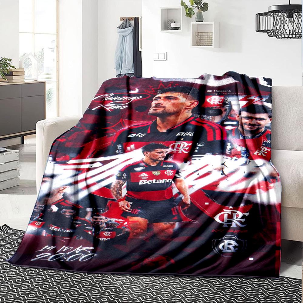 Flamengo Football Team Art Collage Print Fleece Blanket Soft Warm Throw Blanket Sofa Couch Bed Home Decor For Soccer Fans