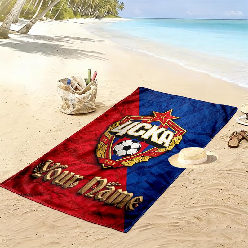 Name Custom PFC CSKA Moscow Logo Print Beach Towel, Large Soft Quick Dry Towel for Beach Camping Swimming