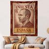 Andres Iniesta Spain Football Legend Wall Tapestry Vintage Postage Stamp Portrait Espana Number 6 Decor for Fan Man Cave Gift
