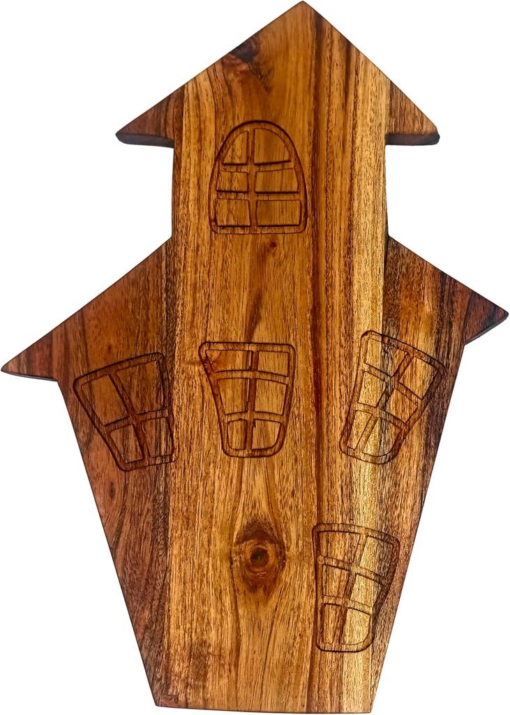Halloween Haunted House Shaped Wood Cutting Board for Kitchen Decoration, Gothic Cutting Boards, Charcuterie Wooden Boards, Serving Platter