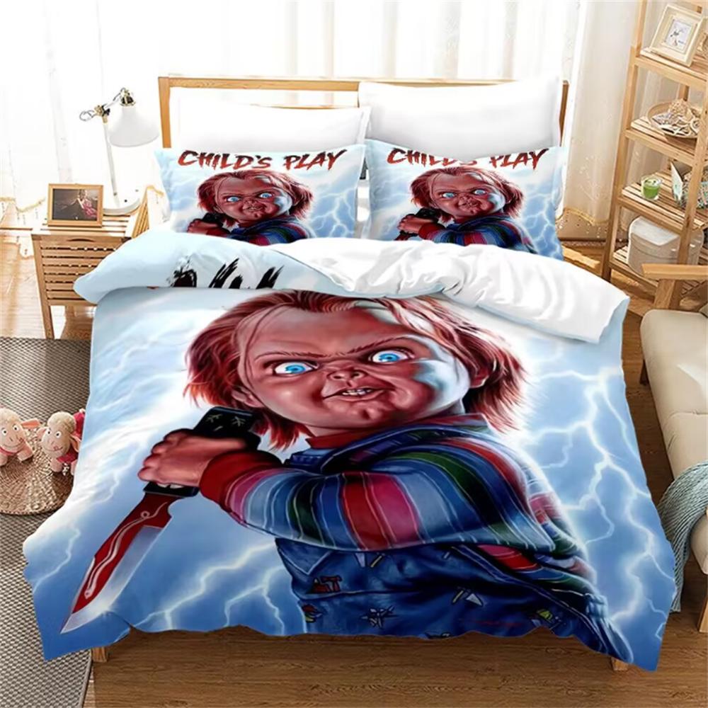 Puppet Horror Doll Bedding Set 3D Printed Duvet Covers Sets With Pillowcases Child Of Play Moive Character Chucky Doll Bed Linen