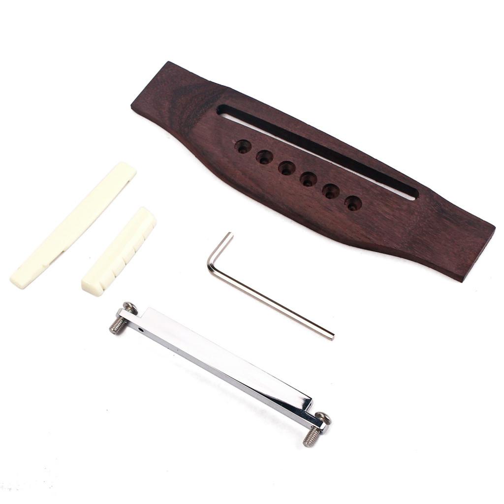 6 String Folk Guitar Bridge Rosewood Acoustic Guitar Bridge Saddles Nut Pin Guitar Replacement Parts Easy To Install