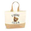 Beach Tote Bag - PLANETEE - 'Baseball Is Life' - Natural Jute - Multicolored - Made In France