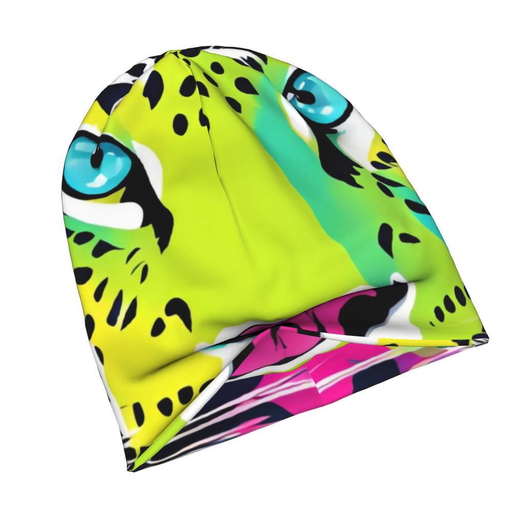 Hot Pink Animal Leopard Face Fashion Knit Hat for Adults Adds a Stylish Finishing Touch to Everyday Outfits, Perfect for City Walks, Weekends, Or Casu