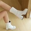 Women's high-heeled short boots autumn and winter new European and American style waterproof table thick heel solid color large size short boots