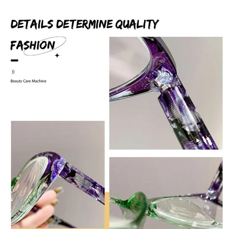 Gafas de Presbicia de Moda y Personalidad para Mujer, Lujosas Monturas Ojo de Gato, Gafas HD para Lejos con Luz Anti-Azul, Dioptrías +1.0 a +4.0