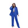 2024 European & American Style Autumn Solid Color Lapel Long Sleeve Shirt & Casual Pants Two-Piece Set