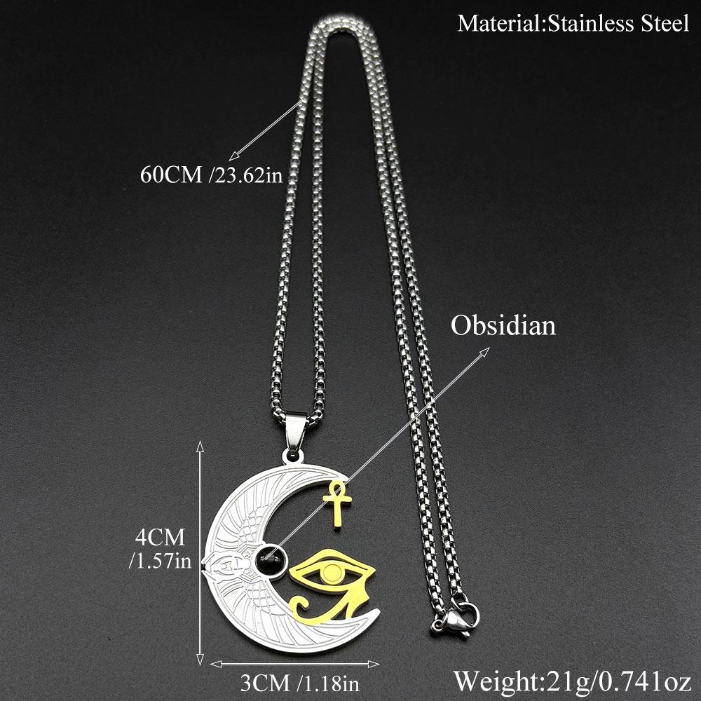 Ägyptische Göttin Isis Auge des Horus Ankh Kreuz Anhänger Halskette für Damen Herren Edelstahl Gold Silber Farbe Kette Schmuck