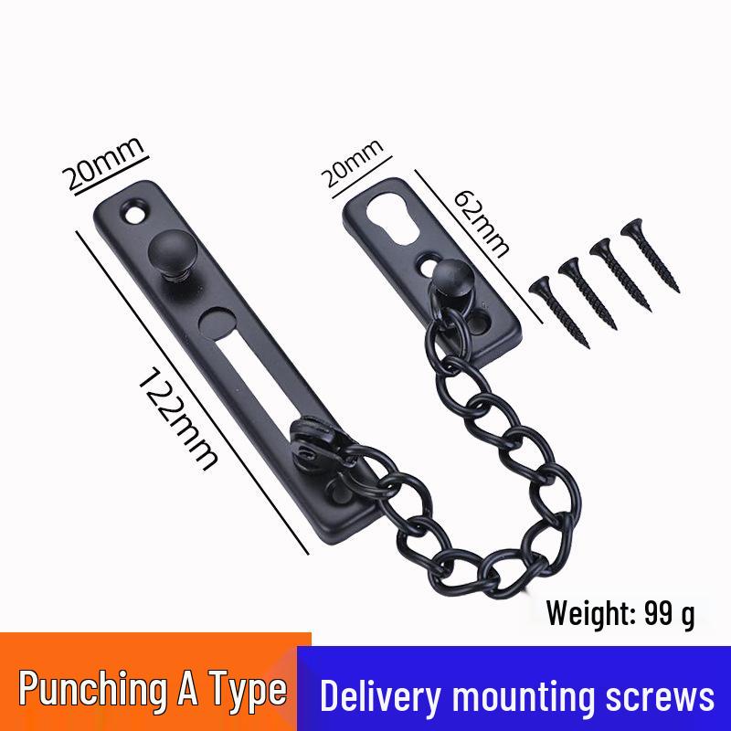 No-Punch Anti-Theft Door Chain Lock and Bolt for Hotel Room Safety