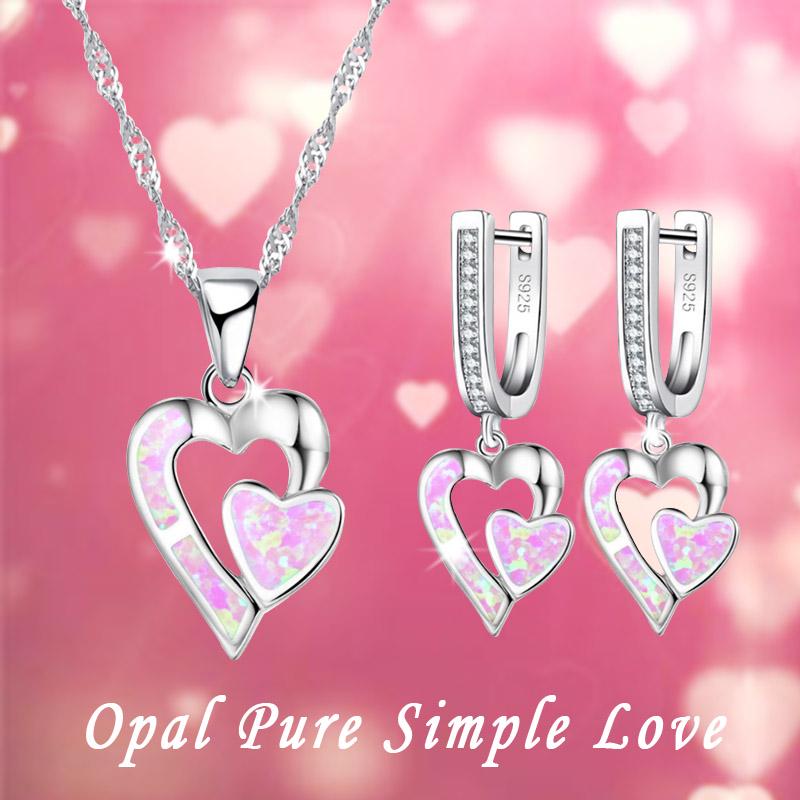 Cheap Romantic Double Heart Bridal Wedding Jewelry Sets Women Copper