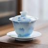 140ml Chinese Hand-painted Lotus Flower Ceramic Tea Tureen Teacup Portable Gaiwan Set Handmade Porcelain Tea Bowl Home Tea Set