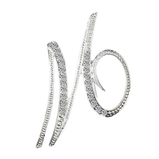 1 Pc Fashion Unisex Rhinestone English Letters Alphabet A-Z Brooch Pin Ornament