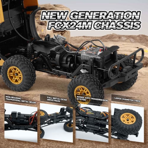 FMS 1/24 RC Crawler RTR FCX24M Land Rover Family Camel Trophy Edition Licensed RC Model 4WD RC Rock Truck 2.4GHz Hobby-Grade RC Car Model Mini Off-Roa