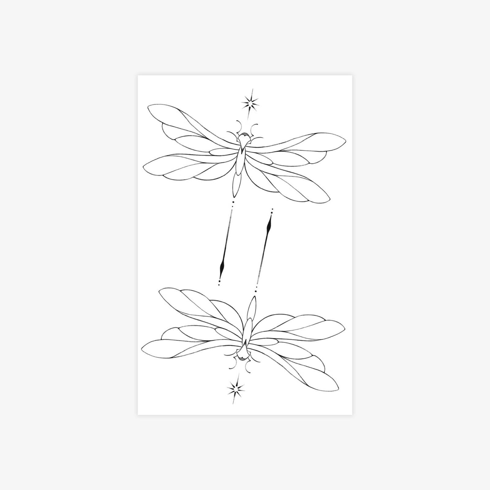 Premium Sense, Simple Style, Small Personality, Fresh And Retro Dragonfly Tattoo Sticker 12*19
