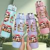 1PC Three Sloth Family Cute Cartoon Print 750ml Color Plastic Sports Water Bottle Leakproof Flip Straw Lid Suitable for Sports Office Home Use