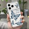 Black Butterfly Printed TPU Phone Case For iPhone 17 16 Pro 15 14 13 12 Pro Max 11 Shockproof Transparent Soft Silicone Cover