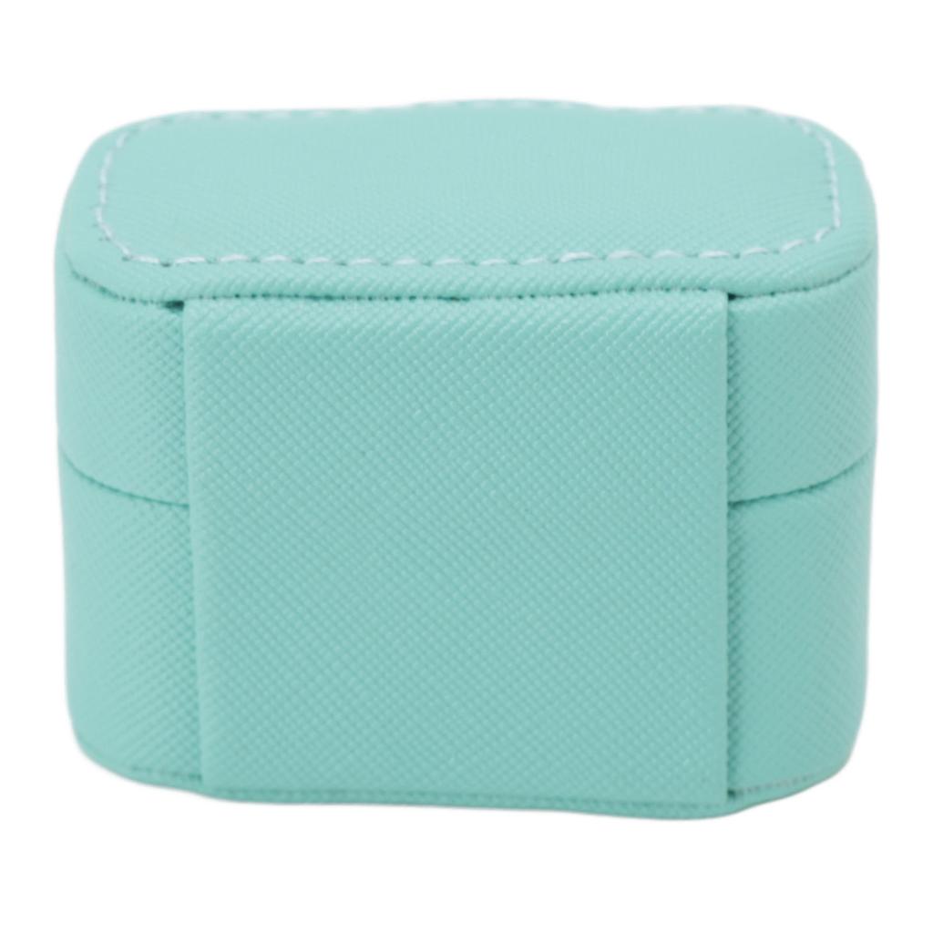 Mini Ring Storage Box PU Leather Small Jewelry Box Organizer Small Travel Earring Case Blue
