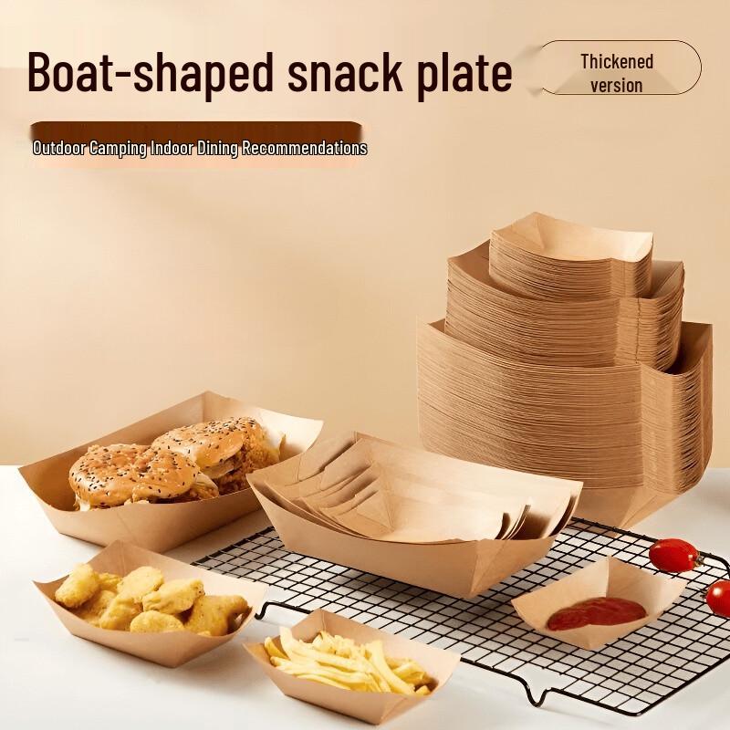 Zhishi Disposable Kraft Paper Boat Food Trays