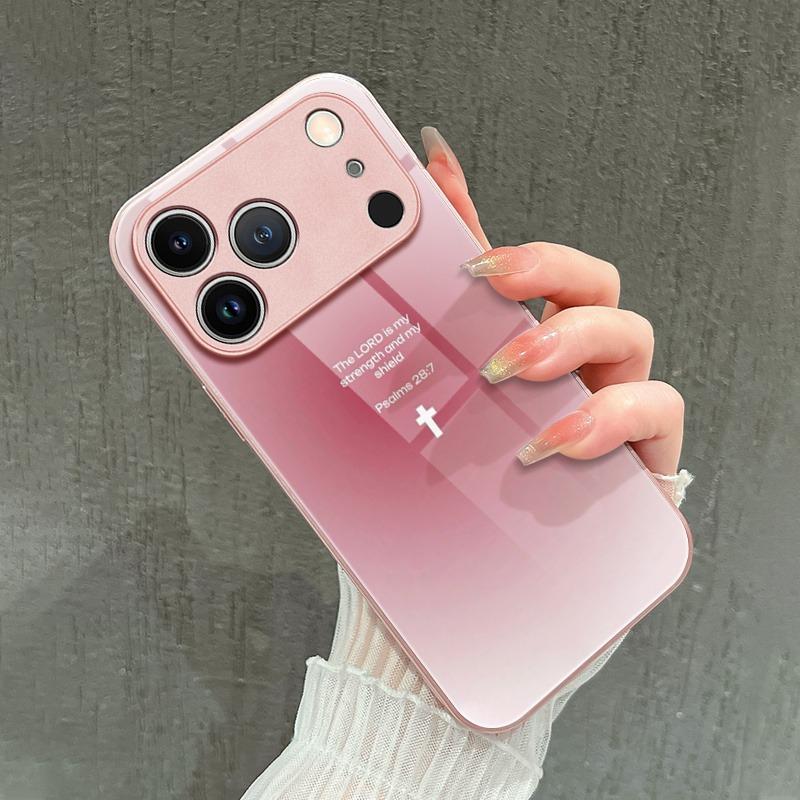 Capa de Celular de Vidro Temperado Metálico Rosa com Design de Cruz Sagrada Para iPhone 17 16 15 14 13 12 11 Pro Max 15 14 Plus 17 Air 16E Capa
