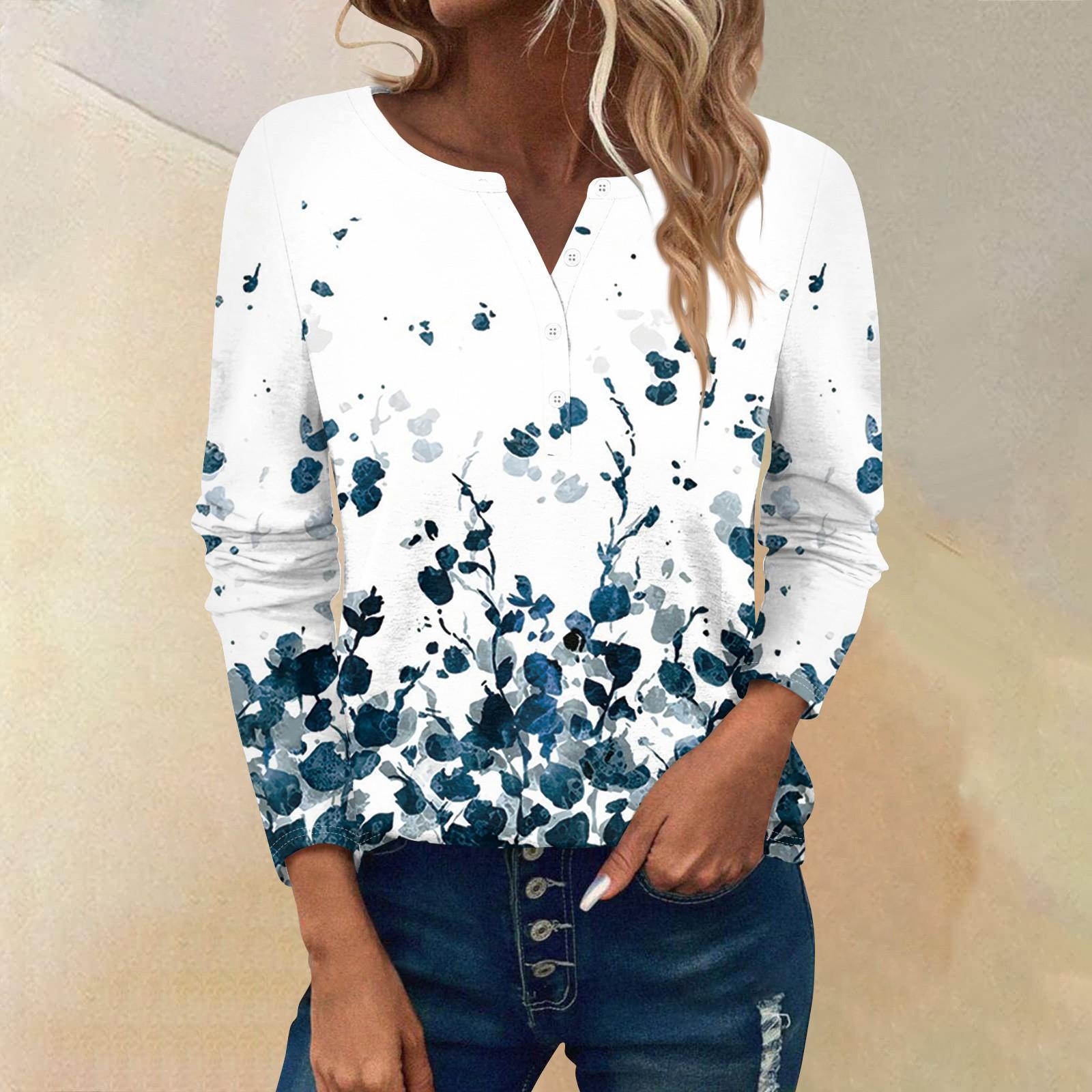 

Женские футболки с длинным рукавом и пуговицами, повседневные туники с V-образным вырезом, женские повседневные топы S белый