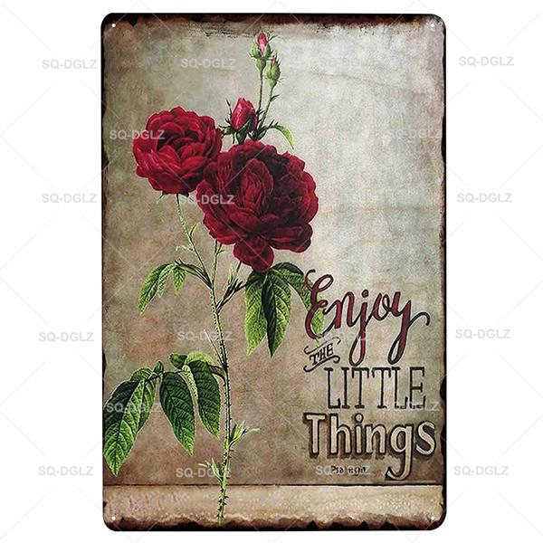 SQDGLZGarden Rules Metal Sign Vintage Metal Plaque Plates Decor For Pub Bar Home Wall Decor Tin Signs Flower Poster Gift