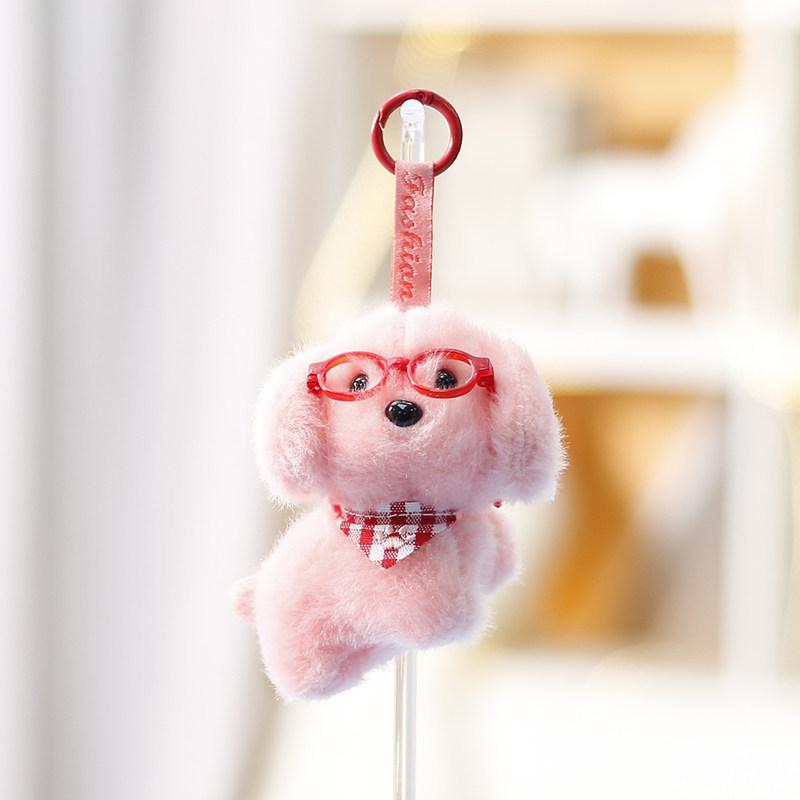 Plush Dog Keychain With Glasses For Girls Kids Backpack Decor