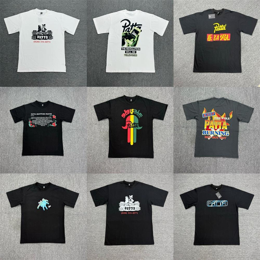 Amerikanische grenzüberschreitende trendige Marke PATTA Designgefühl Buchstabendruck Kurzarm-T-Shirt Herren- und Damen-Trendmarke Vielseitiges lockeres Oberteil