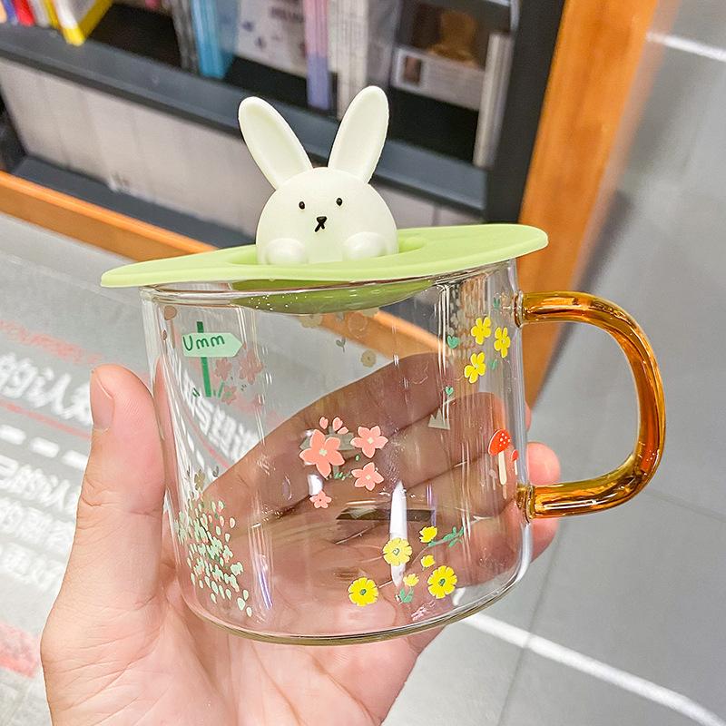 Cartoon Niedlicher Hase Glasbecher Kaffeetasse Becher für Teetassen und Becher Lustige Trinkwaren Küche Essen Bar Zuhause Garten