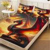 3pcs Fitted Sheet Set Dragon 3D Printed Fire Dragon Breathable Anti-Slip Easy Care Bed Sheet With Pillowcases For Bedroom Decor