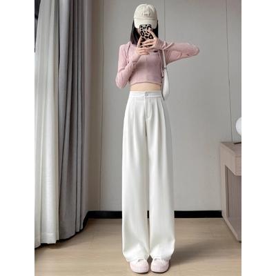 Casual High Waist Loose Wide Leg Pants for Women Spring Autumn  Female Floor-Length White Suits Pants Ladies Long Trousers