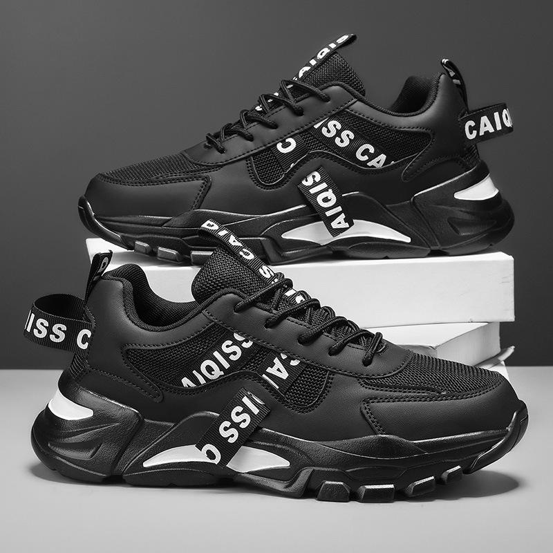 

Папины кроссовки мужские осенние новые на толстой подошве увеличивающие рост дышащие спортивные сетчатые кроссовки мужские повседневные модные универсальные легкие мужские туфли 45 чёрный