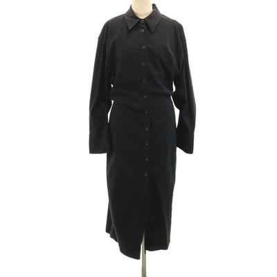 Long Sleeve Long Shirt Dress L Black Stretch Women Used