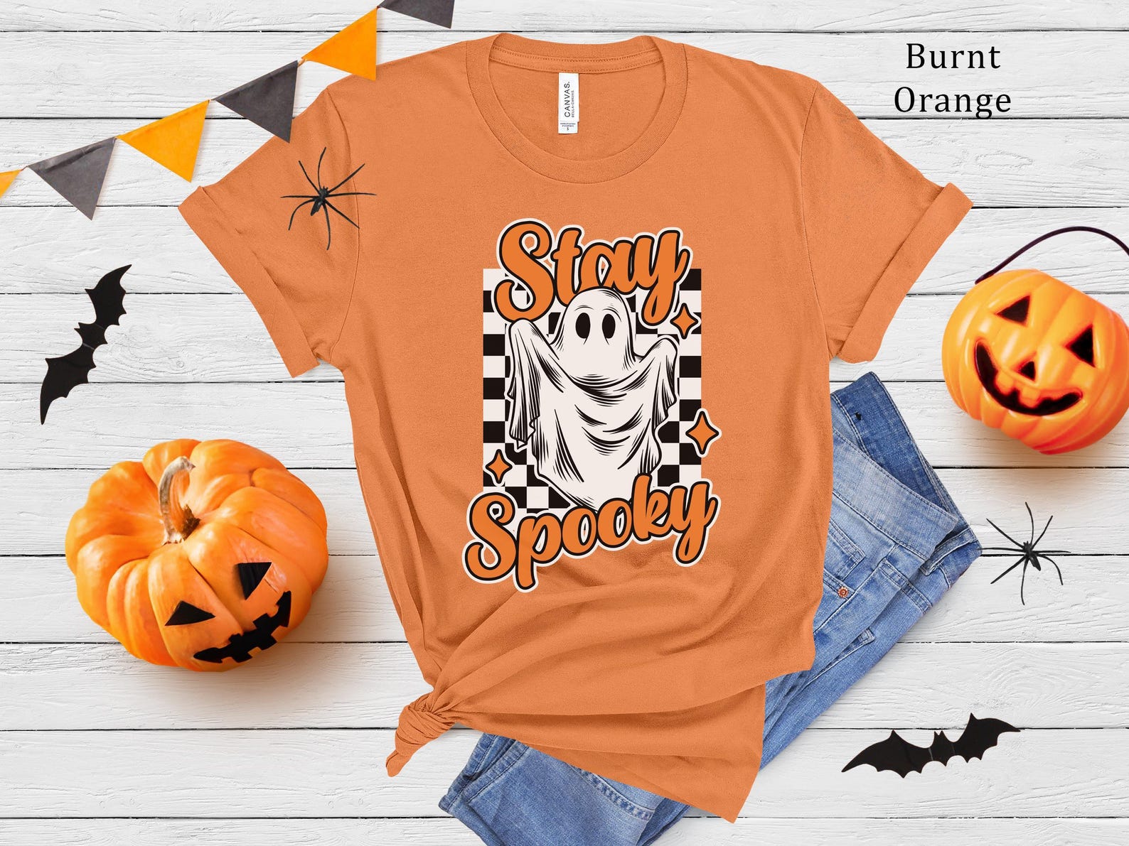 Stay Spooky Ghost T-Shirt | Halloween Retro Tee M