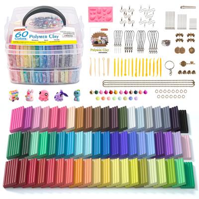 Shuttle Art Ofen-Polymer Clay 60-Farben-Set Polymer Clay Kit mit Werkzeugen, Zubehör, Aufbewahrungskoffer, Ofenfest, DIY Handarbeits-Set für Ki