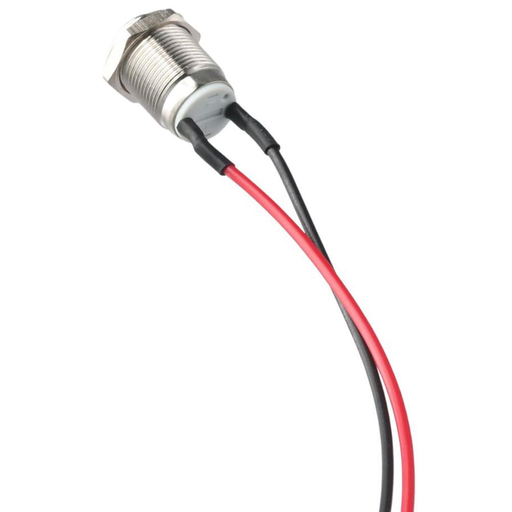Durable 12mm Momentary Push Button Switch with pre-Wiring IP65 Waterproof Stainless Steel 1 Normally Open
