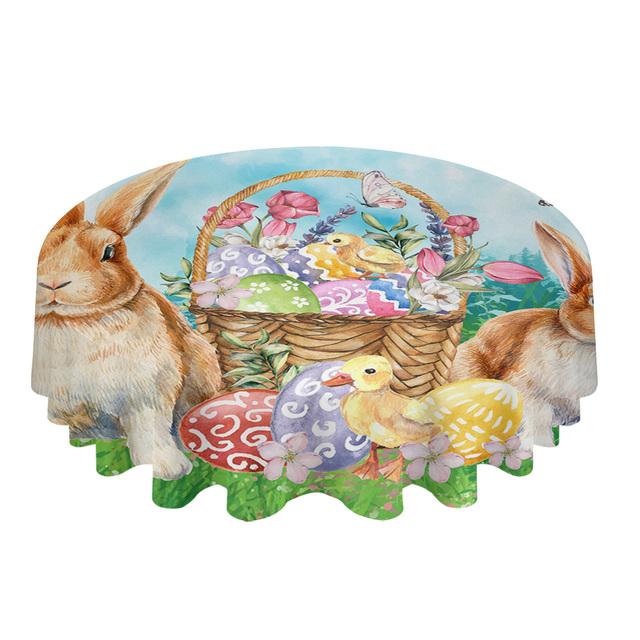

Пасхальный кролик, яйца, редис, круглая скатерть, праздничная обеденная водонепроницаемая скатерть, чехол для стола, декор для свадебной вечеринки Diameter 153cm