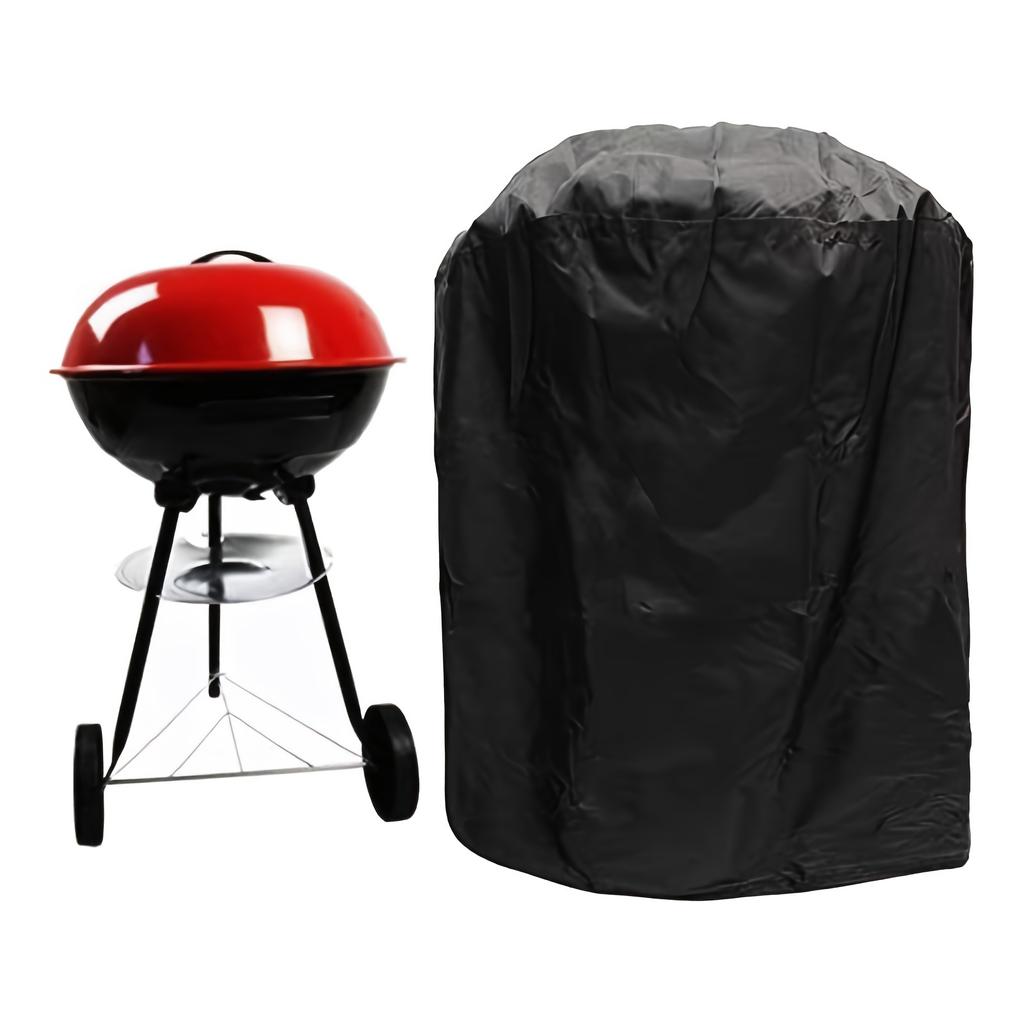 Universal Round BBQ Grill Cover, Heavy Duty Waterproof Windproof Tear Resistant Outdoor Barbecue Protector (Only Cover)