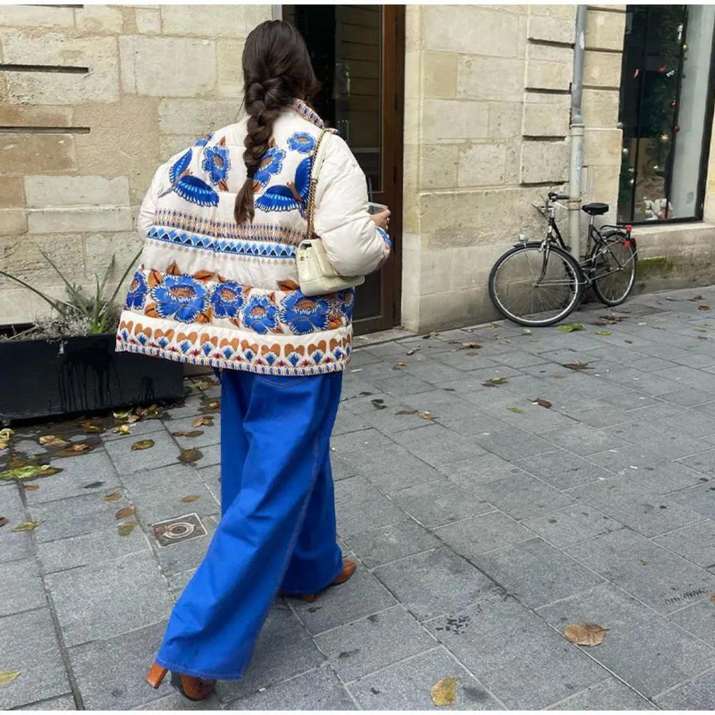 Spring European & American Style Women's Positioning Printed Cotton Jacket, Casual Loose Warm Outerwear