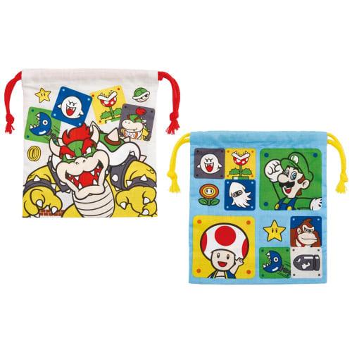 Skater Gusseted Lunch Box Drawstring Bag Set of 2 Super Mario 23 Boys KB64WN